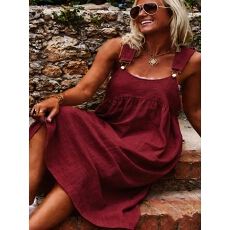 批发<b class='q'>欧美</b>跨境外贸大码女装亚马逊新款背带<b class='q'>连衣裙</b>长裙仿牛仔时尚裙子女