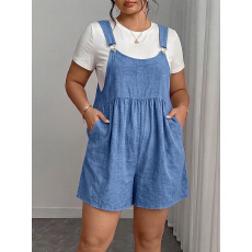 批发欧美跨境<b class='q'>外贸</b><b class='q'>大码</b>女装亚马逊连体裤夏季休闲宽松背带裤短裤口袋裤