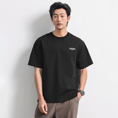 圆领短袖t恤男2026夏季新款美式宽松大码立体刺绣老钱风男士上衣