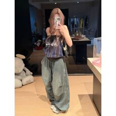 批发辣妹条纹抹胸吊带背心女夏季新款巨好看设计感纯欲风宽松无袖上衣