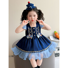 批发2026夏季新款女小童连衣裙女童兔子警官洛丽塔连衣裙帽子+10