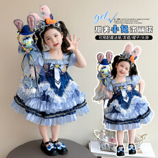 批发女童朱迪洛丽塔公主裙儿童兔子警官衣服宝宝夏季蓬蓬裙生日礼服