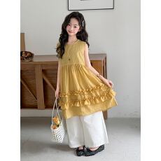 女童花边裙两件套中大童夏季新款青少年连衣裙套装