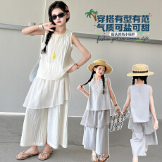 童装夏季新款屁帘裤套装中大童女童夏日森系两件套