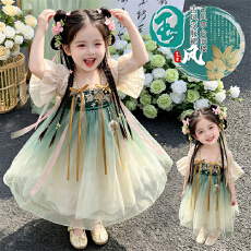 批发夏装新款<b class='q'>童装</b>女童新中式菊花汉服裙小女孩民族风<b class='q'>连衣裙</b>公主裙