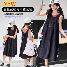 批发女童夏季无袖牛仔连衣裙2026大童女孩洋气无袖背带裙