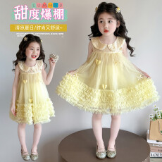 批发夏季新款娃娃领公主裙女童中中小童纱裙