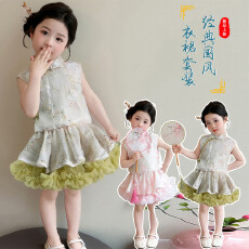 批发2026夏装新款女童TUTU裙中小童改良旗袍套装