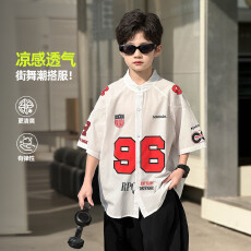 批发<b class='q'>男童</b>夏<b class='q'>季</b>冰感短袖<b class='q'>衬衫</b>中大童痞帅炸街街舞服