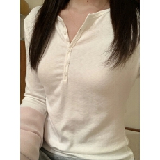 批发实拍实价 夏季韩版休闲百搭显瘦<b class='q'>修身</b>亨利领短款正肩纯棉短袖 T 恤