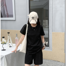 批发纯色烫钻百搭休闲透气圆领短袖t恤女上衣印花<b class='q'>卡通</b>内搭短袖短裤