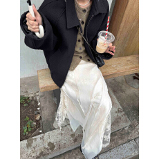 批发韩系简约ins风半身长裙气质淑女半裙<b class='q'>蕾丝</b>高腰显瘦