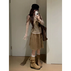批发韩系温柔风波点吊带蕾丝打底衫两件套女秋季<b class='q'>新款</b>修身穿搭漂亮上衣