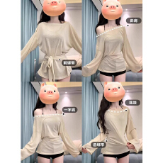 批发<b class='q'>透明</b>镂空一字肩绑带防晒罩衫女士夏季宽松薄纱独特漂亮巨好看上衣