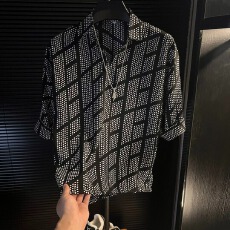 批发冰感简约夏季百搭高级感时尚<b class='q'>休闲</b>短袖<b class='q'>衬衫</b><b class='q'>男</b>士痞帅小众<b class='q'>男</b>装