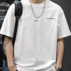 批发重磅春秋短袖拼接<b class='q'>T</b><b class='q'>恤</b>衣服美式夏季新款潮牌体恤刺绣宽松<b class='q'>男</b>士半袖