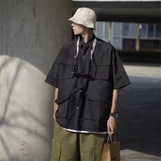 批发复古<b class='q'>衬衫</b><b class='q'>男</b>夏装港风学生宽松小众设计感趣味新款<b class='q'>男</b>装上衣外穿