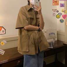 批发夏季<b class='q'>衬衫</b><b class='q'>男</b>短袖学生韩版潮流帅气工装<b class='q'>衬衣</b>港风痞帅<b class='q'>休闲</b>百搭半截袖