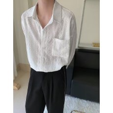 批发法式复古镂空长袖<b class='q'>衬衫</b>秋季慵懒风小众设计感宽松潮流<b class='q'>衬衣</b>