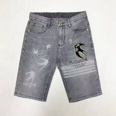 美式街头涂鸦印花牛仔中裤男夏季宽松潮牌复古七分裤子2026年日系