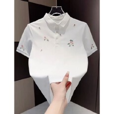 夏季时尚短袖polo衫男款2026新款碎花刺绣翻领t恤男韩版修身帅气