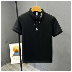 批发白色花卉刺绣polo衫短袖<b class='q'>男士</b>夏季痞帅高级感<b class='q'>t</b><b class='q'>恤</b><b class='q'>翻领</b>百搭美式半袖