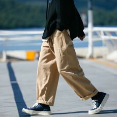 批发日系工装裤男<b class='q'>秋</b>季宽松直筒阔腿裤子潮牌ins高街痞帅多口袋休闲裤