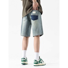 批发美式设计感<b class='q'>牛仔</b><b class='q'>短裤</b><b class='q'>男</b>2026夏季新款港风ins宽松直筒休闲五分裤<b class='q'>男</b>