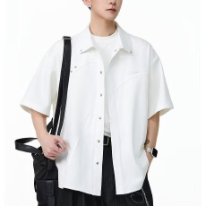 批发2026夏季薄款冰丝休闲短袖衬衫男士港风日系大码半袖衬衣外套潮牌