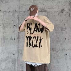 批发美式复古水洗涂鸦<b class='q'>t</b><b class='q'>恤</b>男夏季潮牌<b class='q'>欧美</b>高街短袖小众重磅七分袖