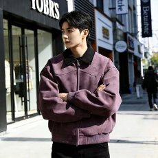 批发美式复古工装外套男宽松春<b class='q'>秋</b>季新款纯棉休闲上衣男装痞帅翻领夹克