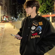 批发网红同款美式街头徽章字母刺绣棒球服外套男女宽松百搭高街夹克