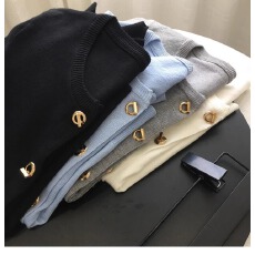 批发包芯纱新款法式小香风针织衫开衫女圆领短款小毛衣外套外搭上衣