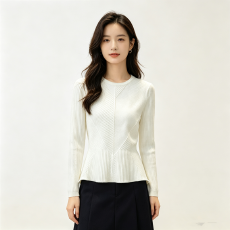 秋冬新款修身长袖圆领收腰上衣女内搭打底衫套头毛衣女针织衫