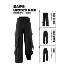 美式户外多口袋伞兵工装冲锋裤男潮流宽松加肥加大码三合一休闲裤