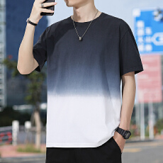 批发渐变速干运动<b class='q'>t</b><b class='q'>恤</b>男士夏季冰丝薄款跑步短袖羽毛球服透气训练上衣