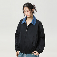 批发美式提花翻领夹克男士春秋季2026新款宽松休闲男生棒球服外套
