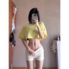 批发设计感翻边收腰针织弹力短裤女纯欲辣妹修身显瘦低腰毛线包臀热裤