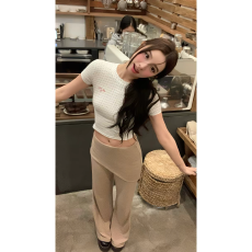 批发纯欲风辣妹上衣<b class='q'>甜美</b>波点满印设计感短袖女春季新款性感露脐短上衣