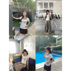 美式辣妹字母印花短袖t恤女夏季新款挂脖假两件蕾丝花边修身上衣