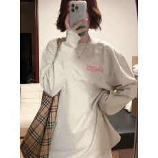 批发100%纯棉灰色长袖t恤女高级感2026新款春秋宽松慵懒风内搭<b class='q'>打底衫</b>