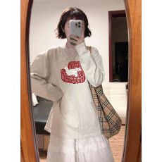 批发100%纯棉美式灰色长袖t恤女2026新款春秋季宽松慵懒风内搭<b class='q'>打底衫</b>