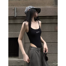 批发纯欲性感U领露肩吊带连体衣女2026夏美式辣妹随性<b class='q'>街头</b>感紧身上衣