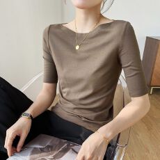 批发韩国一字肩t恤女短袖薄款2026年夏季内搭<b class='q'>莫代尔</b><b class='q'>打底衫</b>冰丝上衣潮