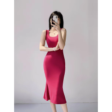 批发无袖方领背心<b class='q'>连衣裙</b>女夏季2026新款新款高腰修身中长<b class='q'>包臀</b>鱼尾裙子
