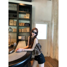 批发豹纹复古辣妹风上衣<b class='q'>无袖</b>设计感小众百搭性感薄款小吊带背心女夏季