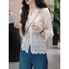 批发法式米白色蕾丝长袖小衫女早秋2026<b class='q'>新款</b>高级感气质显瘦绝美小上衣