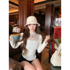批发纯欲风辣妹性感蕾丝高领针织衫毛衣高级感软糯上衣内搭打底秋冬季
