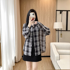 批发夏季雪纺格纹衬衣搭配短款吊带裙两件套女显瘦显高套装