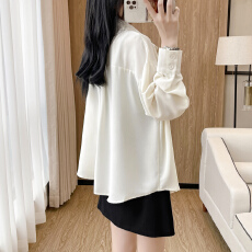 批发夏季中<b class='q'>长款</b><b class='q'>衬衣</b>外套女防晒搭配小黑色两件套小个子时尚